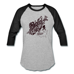 Bigfoot Mapping Project Baseball T-Shirt (Brown Bigfoot) - heather gray/black