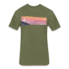 Bigfoot Sunset - Fitted Cotton/Poly T-Shirt (Men's) - heather military green