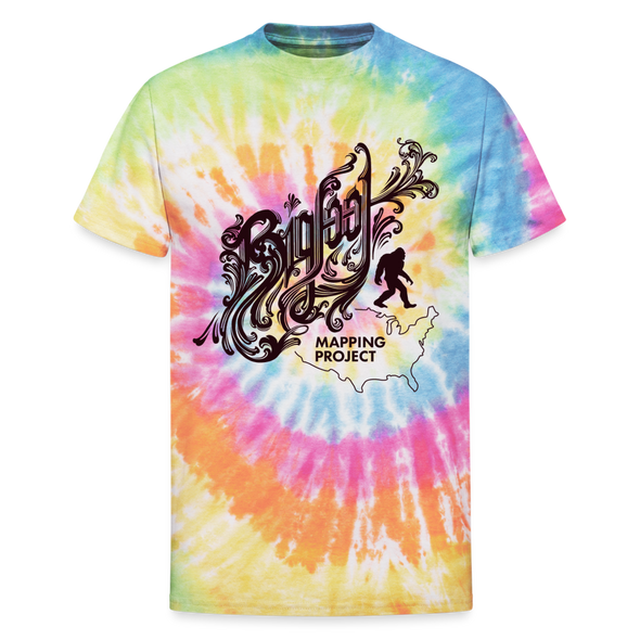 Tie Dye Bigfoot Mapping project Tee Shirt - rainbow