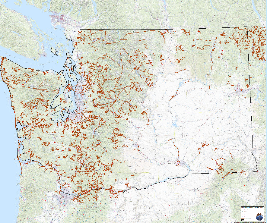 Washington State Bigfoot Corridors Topo Map