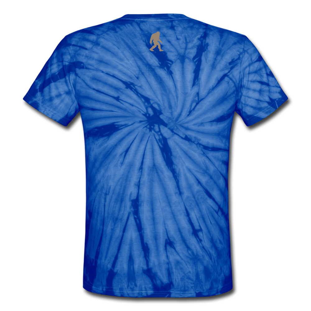 Tie Dye Bigfoot Mapping project Tee Shirt - spider blue
