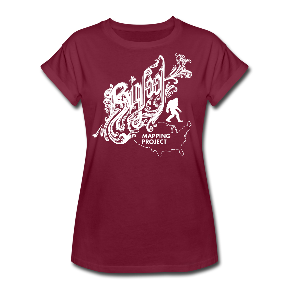 Bigfoot Mapping Project - Women's Relaxed Fit T-Shirt - burgundy