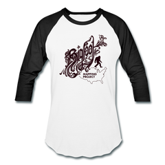 Bigfoot Mapping Project Baseball T-Shirt (Brown Bigfoot) - white/black