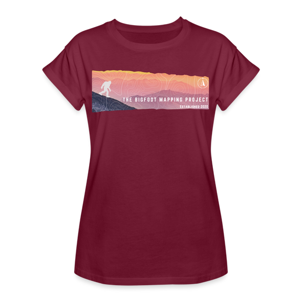 Bigfoot Sunset - Women's Relaxed Fit T-Shirt - burgundy