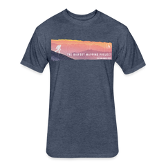 Bigfoot Sunset - Fitted Cotton/Poly T-Shirt (Men's) - heather navy