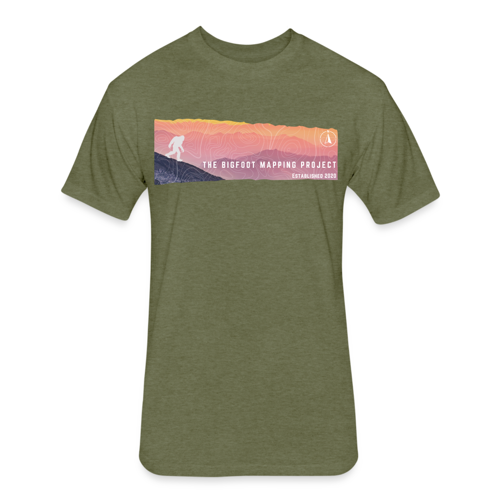 Bigfoot Sunset - Fitted Cotton/Poly T-Shirt (Men's) - heather military green